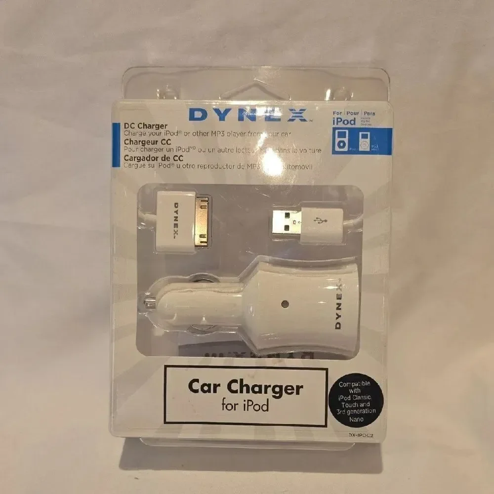 Dynex White Car Charger for iPod
